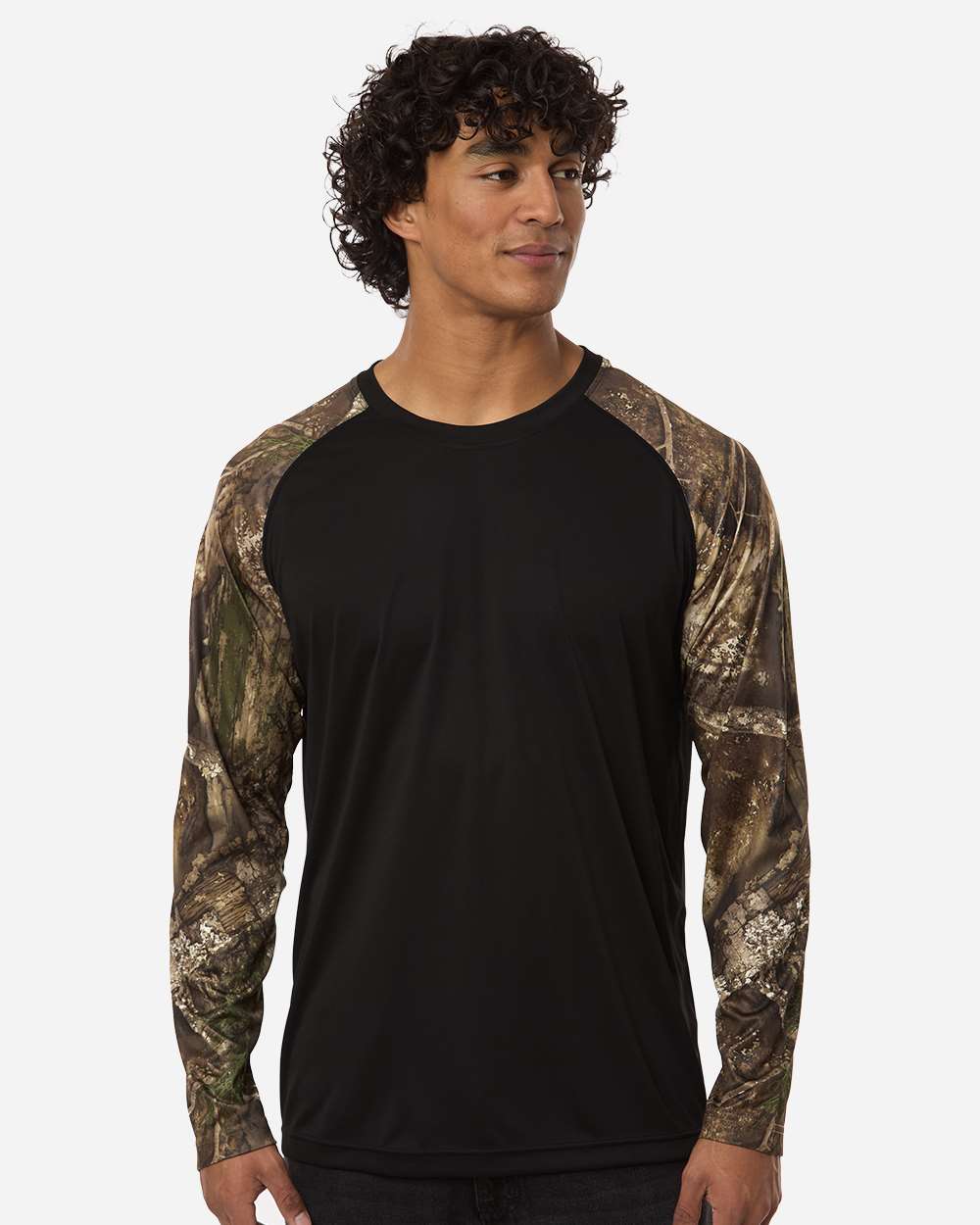 RealTree RT3104 Unisex Realtree® Performance Colorblocked Long Sleeve T-Shirt Model Shot