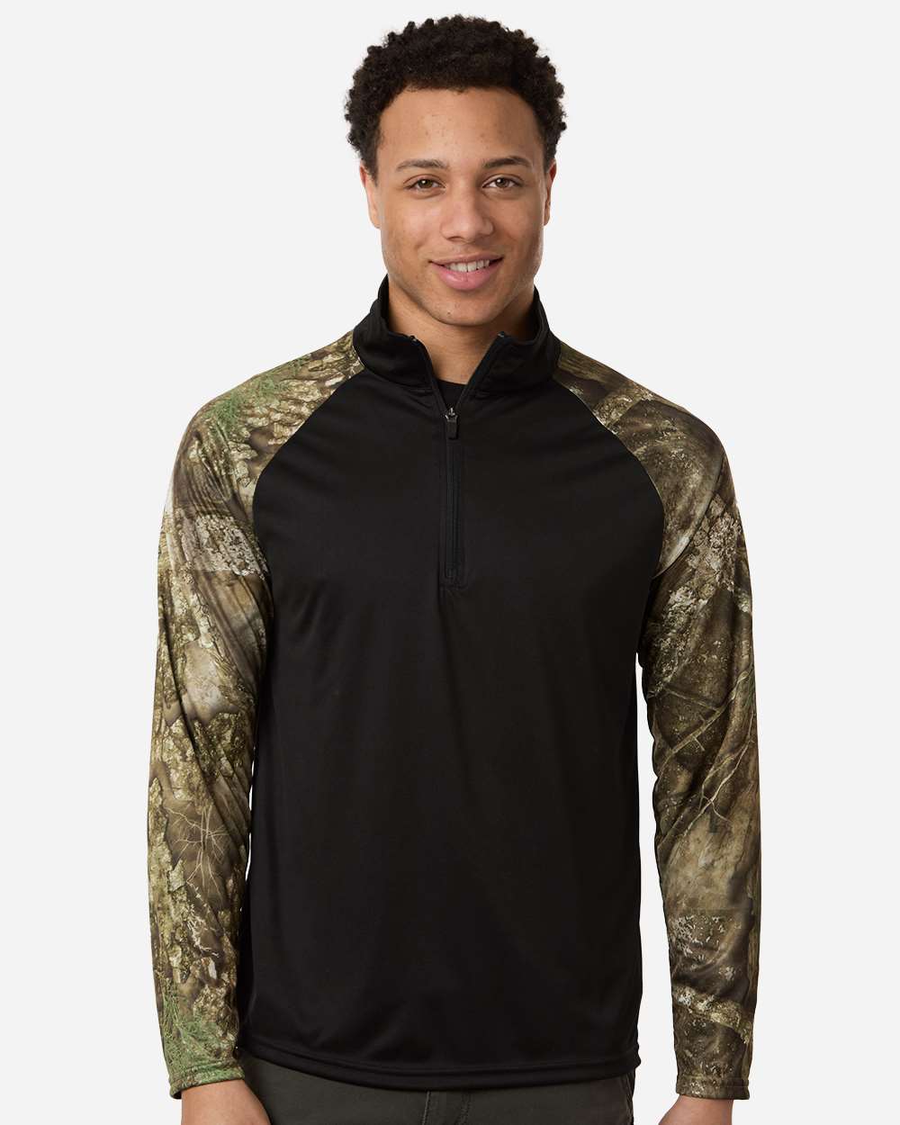 RealTree RT5703 Unisex Realtree® Performance Colorblocked Quarter-Zip Pullover Model Shot